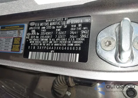 2019 Kia Sorento 2.4L Lx from USA, damaged, VIN 5XYPG4A3XKG466638